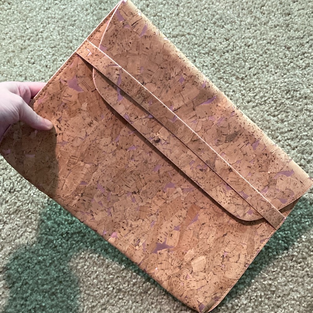 2014 Anthropologie rose gold/Cork Envelope Clutch